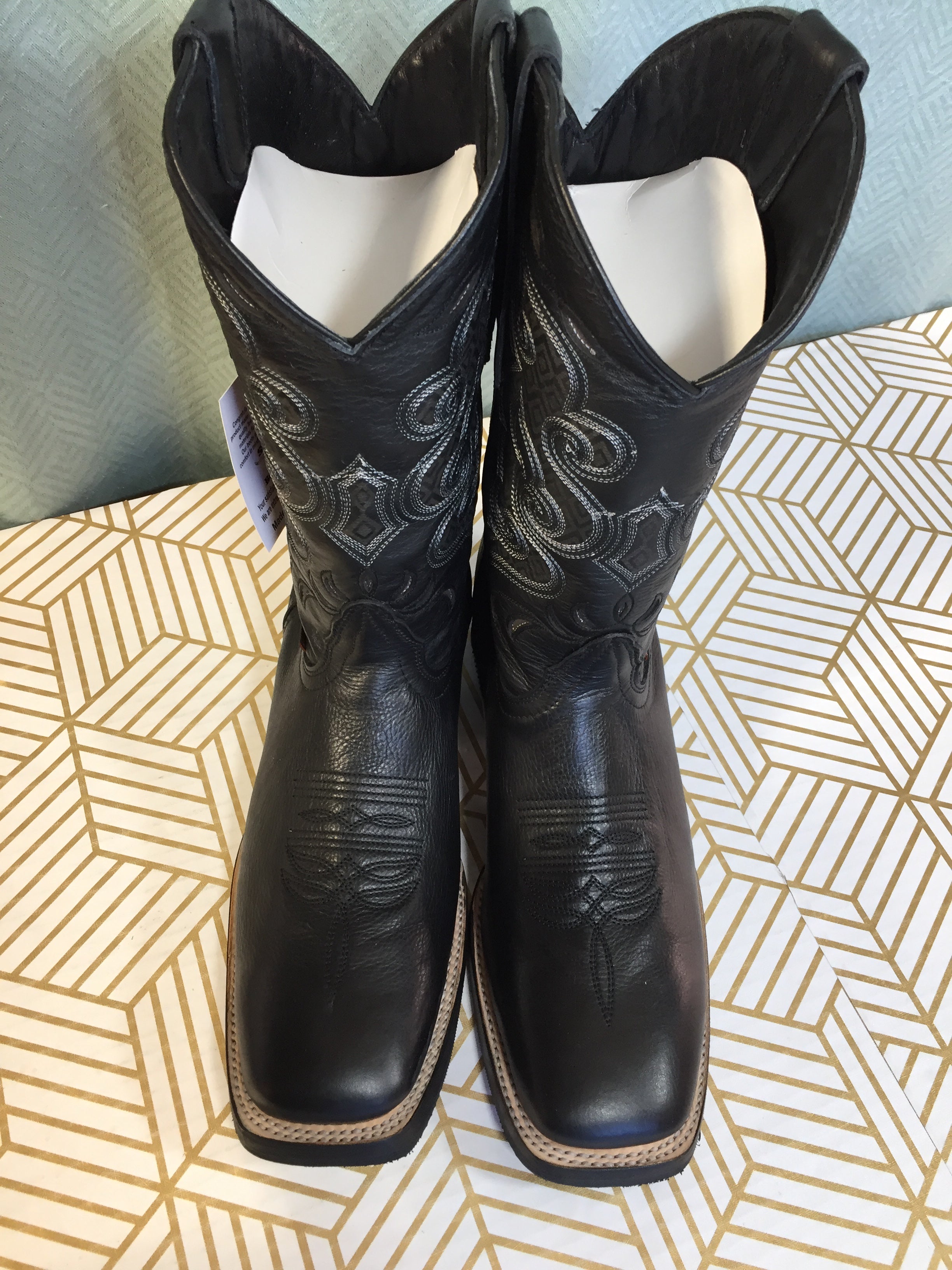 Soto Boots Men's Square Toe Cowboy Boots - Black US 10.5 *With Tags* (7776190660846)
